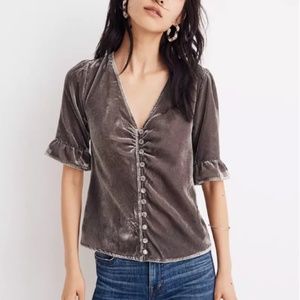 Madewell Velvet Daylight Button Down Top Gray